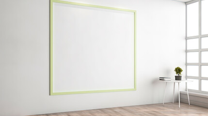 Frame of empty canvas on wall