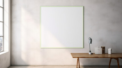 Frame of empty canvas on wall