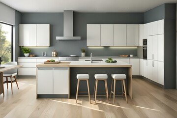 Fototapeta na wymiar interior of a modern kitchen with a sleek desing