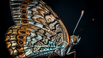 Vibrant butterfly beauty in nature, spotted wings in close up generated by AI