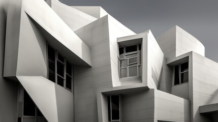 Architectural modern abstraction with emphasizing unique shapes and angles. AI generated