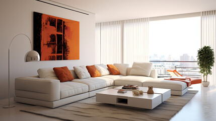 Modern living room. Minimalist design interior