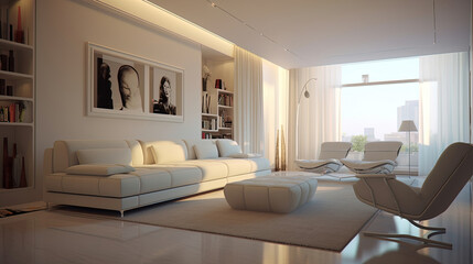 Fototapeta na wymiar Modern living room. Minimalist design interior