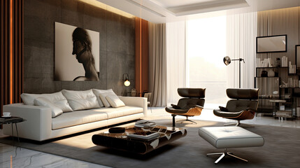 Modern living room. Minimalist design interior
