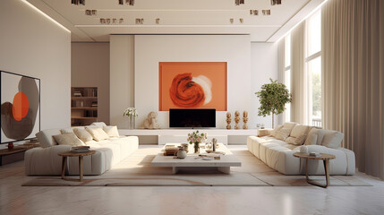 Fototapeta na wymiar Modern living room. Minimalist design interior