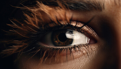 Naklejka premium Caucasian woman beauty in close up portrait, staring sensually at camera generated by AI