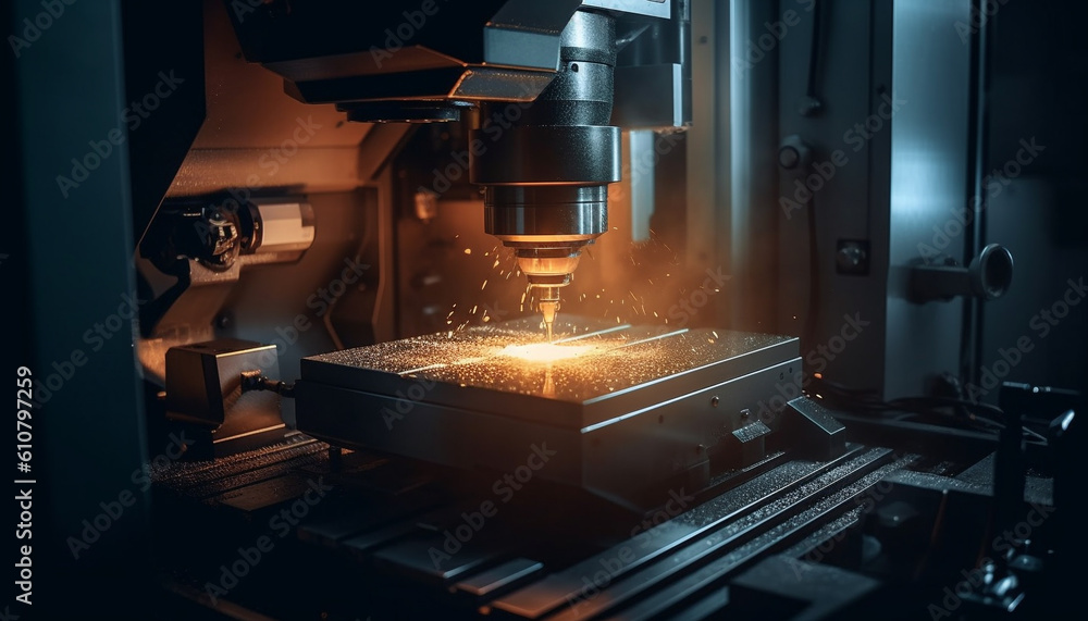Poster precision metalwork using cnc machines and laser technology for accuracy generated by ai
