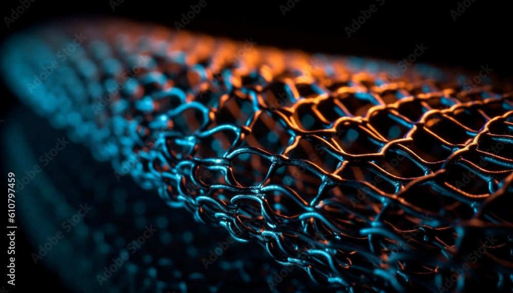 Poster bright multi colored wave design with glowing grid on dark backdrop generated by ai