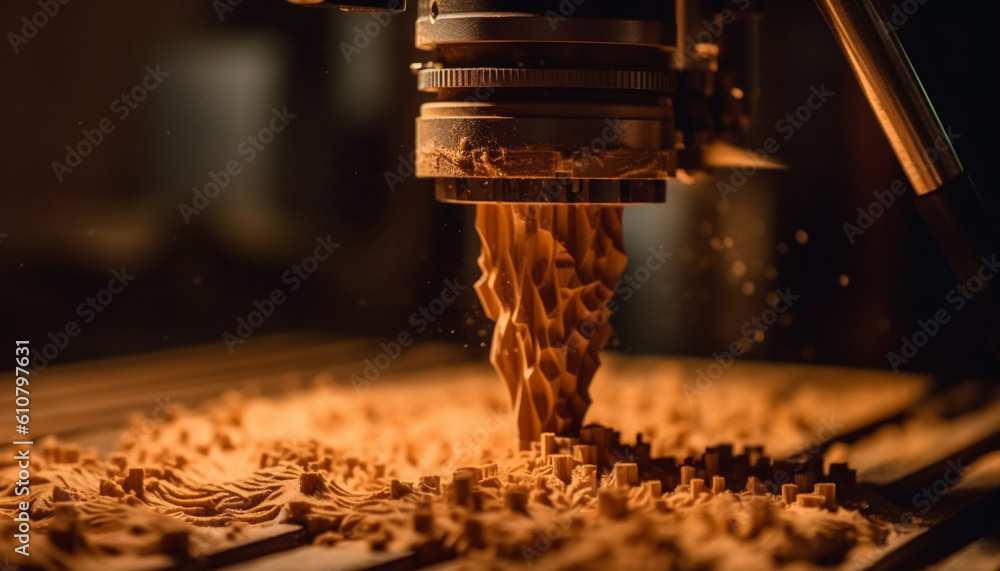 Poster precision metalwork in an automated factory using cnc machinery generated by ai