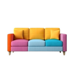 Colorful sofa on a transparent background