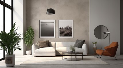 interior design with a modern aesthetic. mock-up of a poster. Generative AI