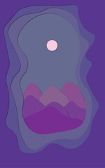 mountains in layers in purple colors