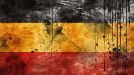 Hand drawn image in the style of oil painting in the colors of the flipped German flag