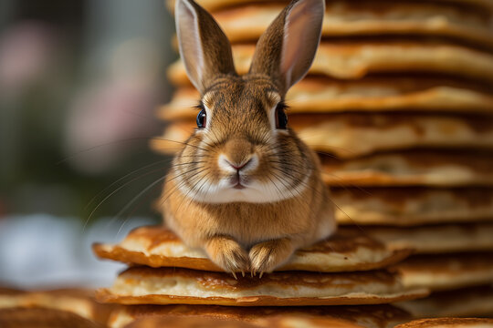 Rabbit with Pancakes Stacked on Its Head, 3D