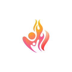 People logo and fire design combination, red color