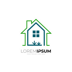 Building logo with simple, house icon template ,line style, real estate