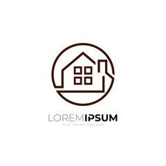 Real estate logo with circle design, line style , modern logos