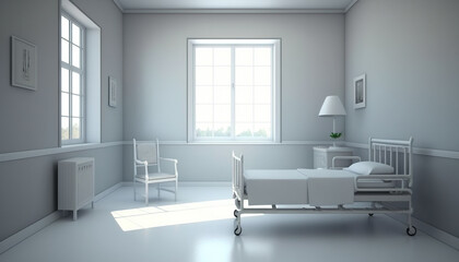 Fototapeta na wymiar Vintage and comfortable equipped hospital room