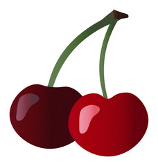 Zestaw ilustracji owoców wiśnia | Owoce Fruit wector set illustration Fruits Icons Cherry - obrazy, fototapety, plakaty