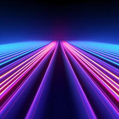 3D Render. Neon Lights and beams and rays of light on a dark background. Abstract Wallpaper. Generative AI