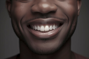 Fototapeta premium Unparalleled Dental Elegance: Witness the Stunning Smile of a Dashing African American Gentleman, ai generative