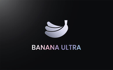 The Banana Ultra logo is a modern, minimalist design featuring a realistic banana with a gradient texture on a dark background. The logo is both eye-catching and memorable, and it perfectly captures 