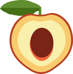 Zestaw ilustracji owoców brzoskwinia | Owoce Fruit wector set illustration Fruits Icons Peach - obrazy, fototapety, plakaty