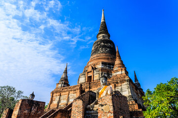 The Pagoda and Buddha Status at Wat Yai Chaimongkol, Ayutthaya, Thailand