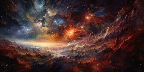 Obraz na płótnie Canvas Celestial Symphony An artistic representation of the night sky Generative AI Digital Illustration Part#060623 