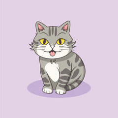 illustration vector graphic design of cartoon cute cat with yelow eyes