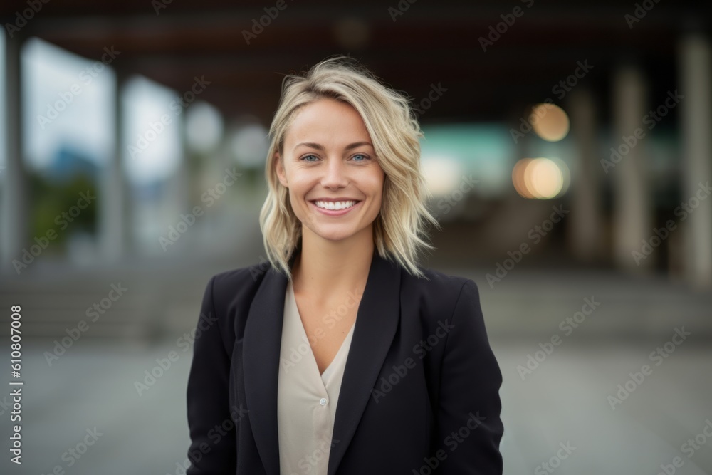 Wall mural portrait of a beautiful young business woman smiling at the camera.