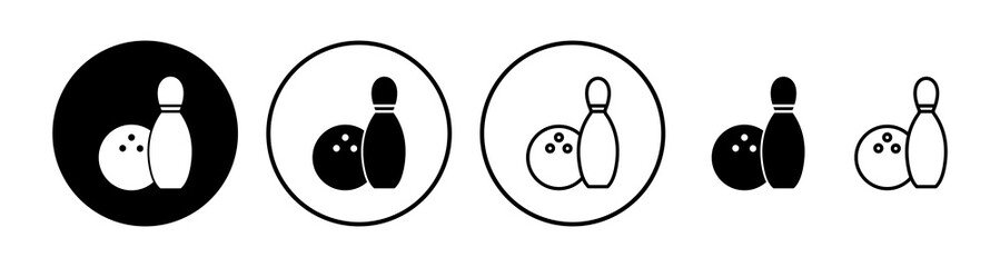 Bowling icon vector. Bowling ball and pin icon. Bowling pins with ball icon.