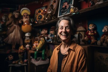 Portrait of a smiling senior woman in her home made souvenir shop