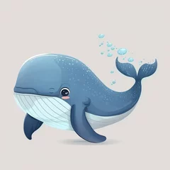 Foto op Canvas whale cartoon illustration © adelton
