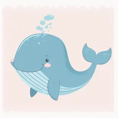 Crédence de cuisine en verre imprimé Baleine whale cartoon illustration