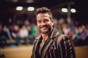 Obraz premium Portrait of a smiling man in front of a group of people