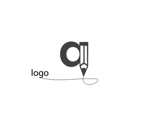 unique letter Q and writing pen typography icon vector sign and symbol isolated on white background, Writing logo concept