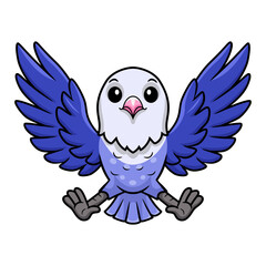 Cute violet love bird cartoon flying