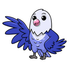 Cute violet love bird cartoon waving hand