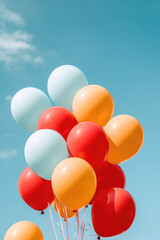 Colorful balloons under the blue sky and white clouds.