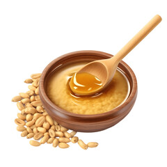 Bowl of peanut butter isolated on white background, Generative AI