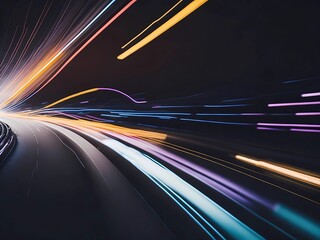 Abstract Lines, Colorful Light Trails, Motion Effect, Dynamic Illustration, Vibrant Background.