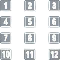四角い数字セット　グレー