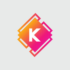 K Letter Logo abstract geometric design vector template Logotype icon Digital Technology style.