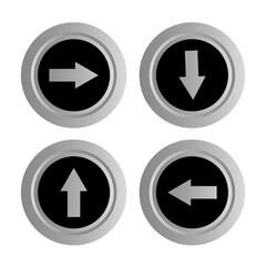 Black circular buttons with arrows. Vector illustration.