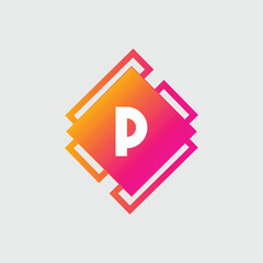 P Letter Logo abstract geometric design vector template Logotype icon Digital Technology style.
