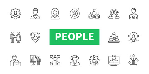 People line icon set. Teamwork, team, people. Business concept. Can be used for topics like management, leadership, teamwork