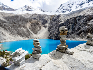 Laguna 69 en el Parque Nacional Huascar&aacute;n, en la Cordillera Blanca, Huaraz, Ancash, Peru