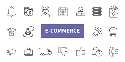 E-commerce line icon set isolated on white background vector design