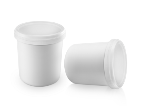 White plastic bucket, transparent background